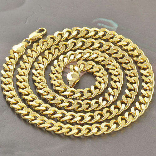 Mens Stunning 9K Yellow Gold Filled Cuban Link Chain  ( 60cm )
